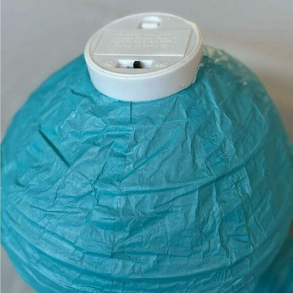 8” Blue Light Up Paper Lanterns Set of 2 - Picture 5 of 5
